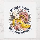 Gewoon een meisje dat van bananen houdt wijn etiket (Enkel label)