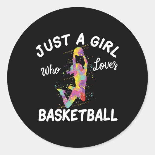 Gewoon een meisje dat van Basketball Girl houdt Ronde Sticker (Voorkant)