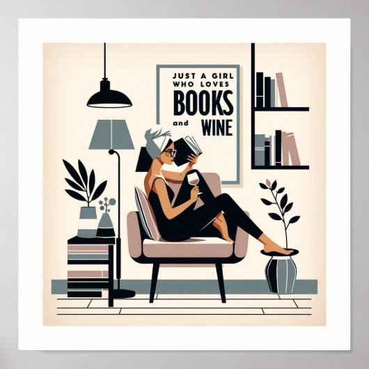 Gewoon een meisje dat van boeken en wijn houdt poster (Voorkant)