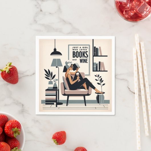 Gewoon een meisje dat van boeken en wijn houdt servet (Insitu)