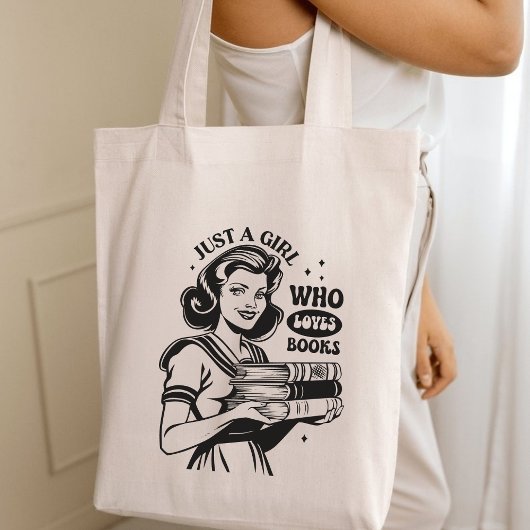 Gewoon een meisje dat van boeken houdt Retro Bookl Tote Bag