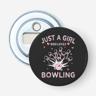 Gewoon een meisje dat van bowlen houdt button flesopener