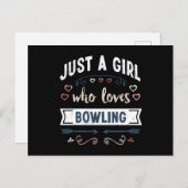 Gewoon een meisje dat van Bowling Funny Gifts houd Briefkaart (Voorkant / Achterkant)
