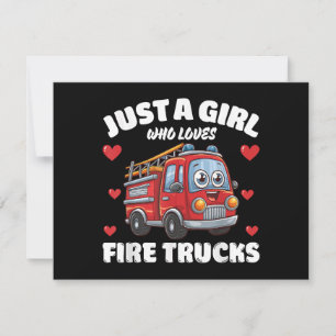 Gewoon een meisje dat van brandweerwagens houdt, v bedankkaart
