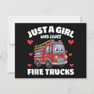 Gewoon een meisje dat van brandweerwagens houdt, v feestdagenkaart