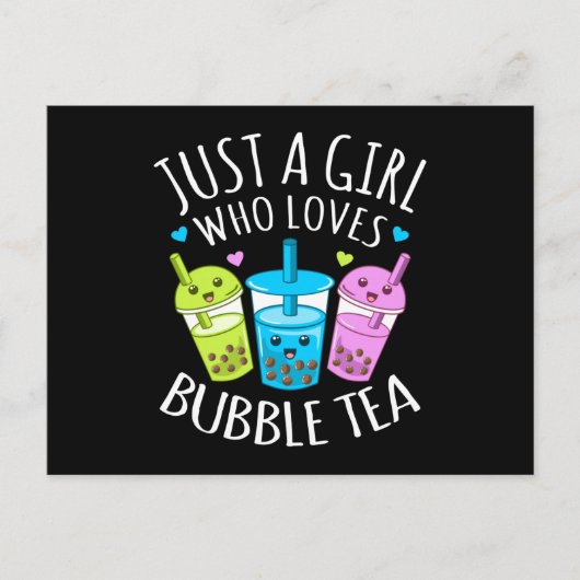 Gewoon een meisje dat van Bubble Tea Boba Kawaii T Briefkaart (Voorkant)