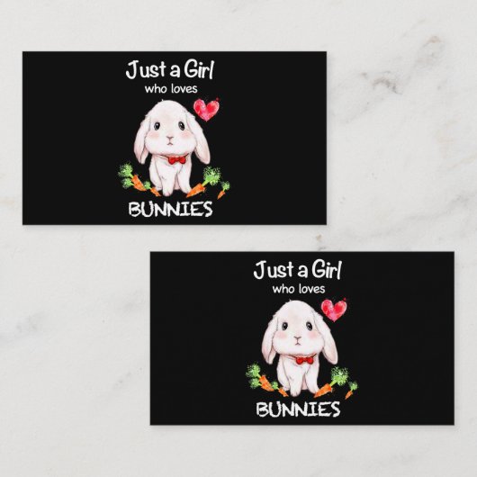 Gewoon een meisje dat van Bunnies Bunnies Rabbit L Visitekaartje (Voorkant / Achterkant)