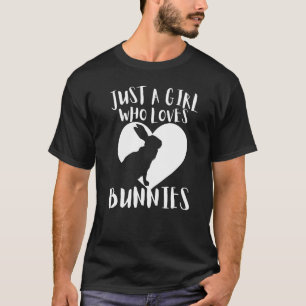 Gewoon een meisje dat van Bunnies konijnenwit houd T-shirt