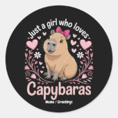 Gewoon een meisje dat van Capybaras houdt Grappig Ronde Sticker (Voorkant)