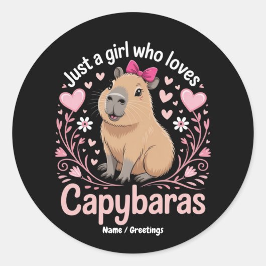 Gewoon een meisje dat van Capybaras houdt Grappig Ronde Sticker (Voorkant)