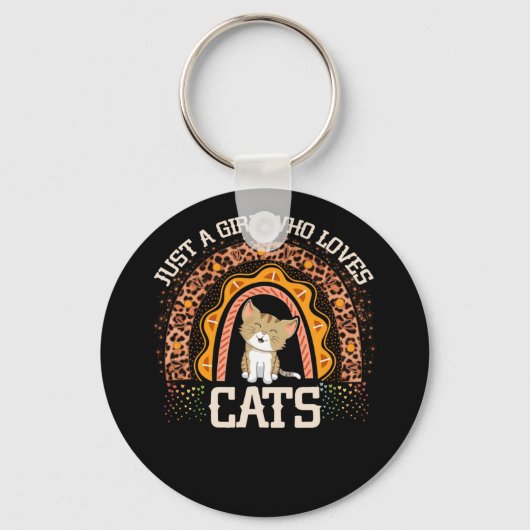 Gewoon een meisje dat van Cats Boho Rainbow Cat Lo Sleutelhanger (Voorkant)