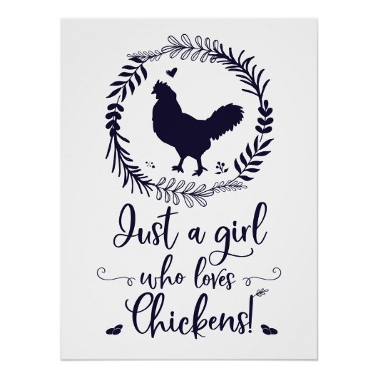 Gewoon een meisje dat van Chickens Silhouette houd Perfect Poster (Voorkant)