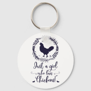 Gewoon een meisje dat van Chickens Silhouette houd Sleutelhanger