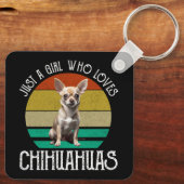 Gewoon een meisje dat van Chihuahuas houdt Sleutelhanger (Achterkant)