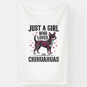 Gewoon een meisje dat van Chihuahuas houdt Vintage Spandoek