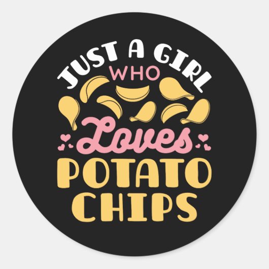 Gewoon een meisje dat van chips houdt ronde sticker (Voorkant)