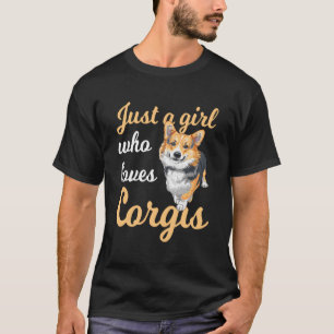 Gewoon een meisje dat van Corgis Corgi Dog Corgi L T-shirt