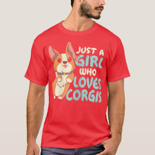 Gewoon een meisje dat van Corgis Cute Corgi Honden T-shirt