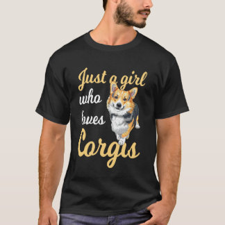 Gewoon een meisje dat van Corgis houdt Corgi Hond  T-shirt