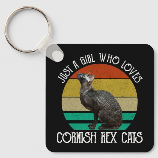 Gewoon Een Meisje Dat Van Cornish Rex Katten Houdt Sleutelhanger (Voorkant)