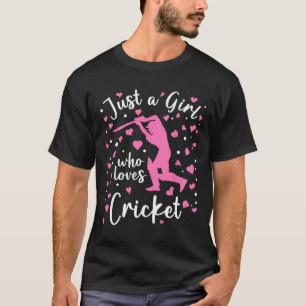Gewoon een meisje dat van cricket houdt Roze hart T-shirt