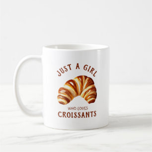 Gewoon een meisje dat van croissants houdt koffiemok