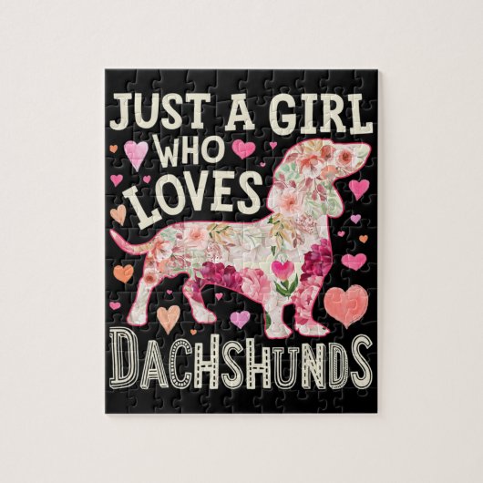 Gewoon een meisje dat van Dachshunds Dog houdt Legpuzzel (Verticaal)