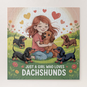 Gewoon Een Meisje Dat Van Dachshunds Houdt Legpuzzel