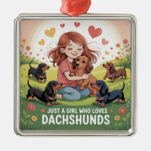Gewoon Een Meisje Dat Van Dachshunds Houdt Metalen Ornament