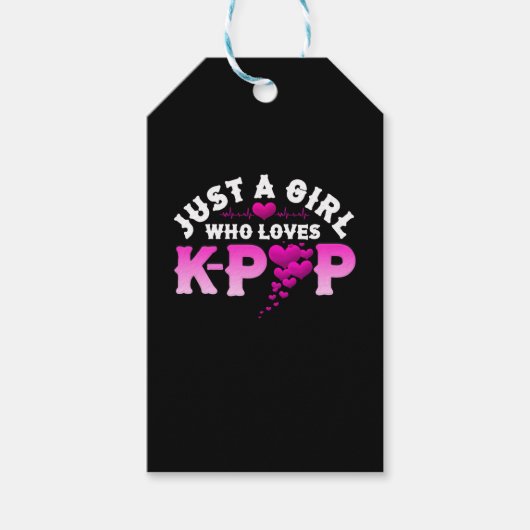 Gewoon een meisje dat van de K-Pop Vinger Heart KP Cadeaulabel (Voorkant)