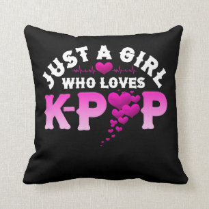 Gewoon een meisje dat van de K-Pop Vinger Heart KP Kussen