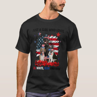 Gewoon een meisje dat van de rode, witte blauwe ho t-shirt