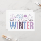 Gewoon een meisje dat van de winter houdt leuk sei kaart (Voorkant / Achterkant in situ)