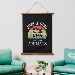Gewoon een meisje dat van dieren houdt - Schattig  Hangend Wandkleed