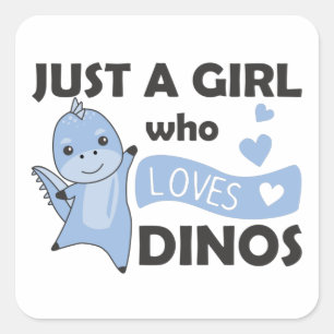 Gewoon een meisje dat van Dinos Sweet Dinosaur hou Vierkante Sticker