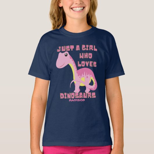 Gewoon een meisje dat van Dinosauriërs houdt... T-shirt (Voorkant)