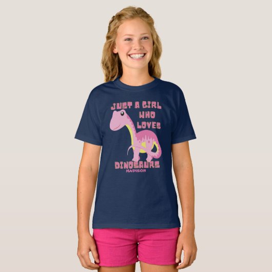 Gewoon een meisje dat van Dinosauriërs houdt... T-shirt (Voorkant volledig)