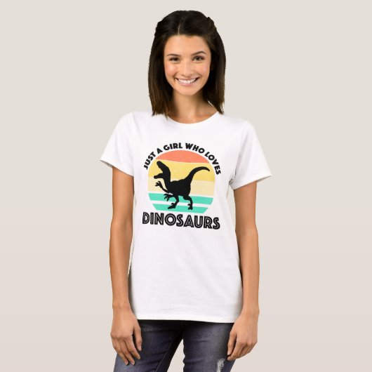 Gewoon een meisje dat van dinosauriërs houdt t-shirt (Voorkant volledig)