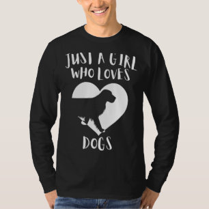 Gewoon een meisje dat van Dogs Black Dog Cute Whit T-shirt