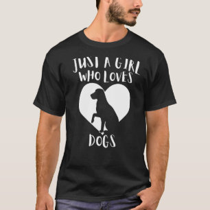 Gewoon een meisje dat van Dogs Black Dog Cute Whit T-shirt