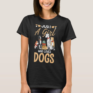 Gewoon een meisje dat van Dogs Puppy Dog Girl houd T-shirt