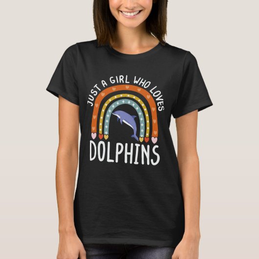 Gewoon een meisje dat van Dolphins Rainbow Gift ho T-shirt (Voorkant)