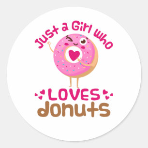 Gewoon een meisje dat van Donuts houdt Ronde Sticker