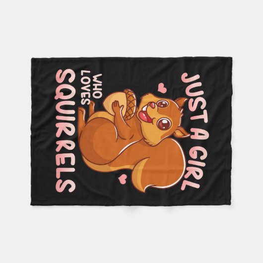 Gewoon een meisje dat van eekhoorns houdt fleece deken (Voorkant (Horizontaal))