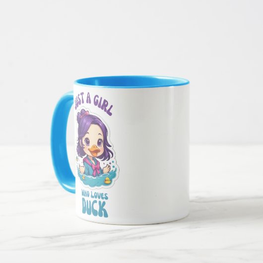 Gewoon een meisje dat van eend houdt mok (Voorkant links)