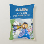 Gewoon een meisje dat van feeën houdt Blauw Accent Kussen (Voorkant(Verticaal))