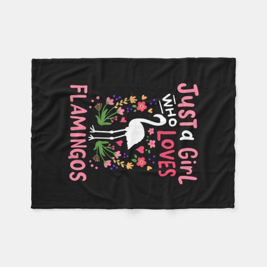 Gewoon een meisje dat van Flamingo houdt Fleece Deken (Voorkant (Horizontaal))