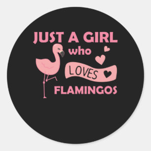 Gewoon een meisje dat van Flamingos Cute Animal ho Ronde Sticker