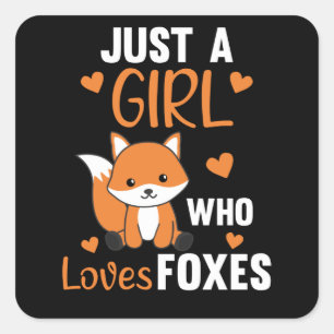 Gewoon een meisje dat van foxes houdt, Funny Fox Vierkante Sticker