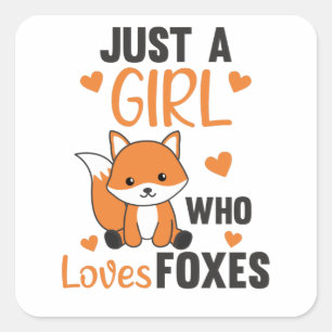 Gewoon een meisje dat van foxes houdt, Funny Fox Vierkante Sticker